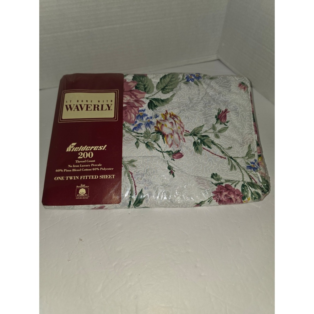 Waverly Fieldcrest Rosemont Pima Cotton Floral Full Flat Sheet NOS‎ Vintage